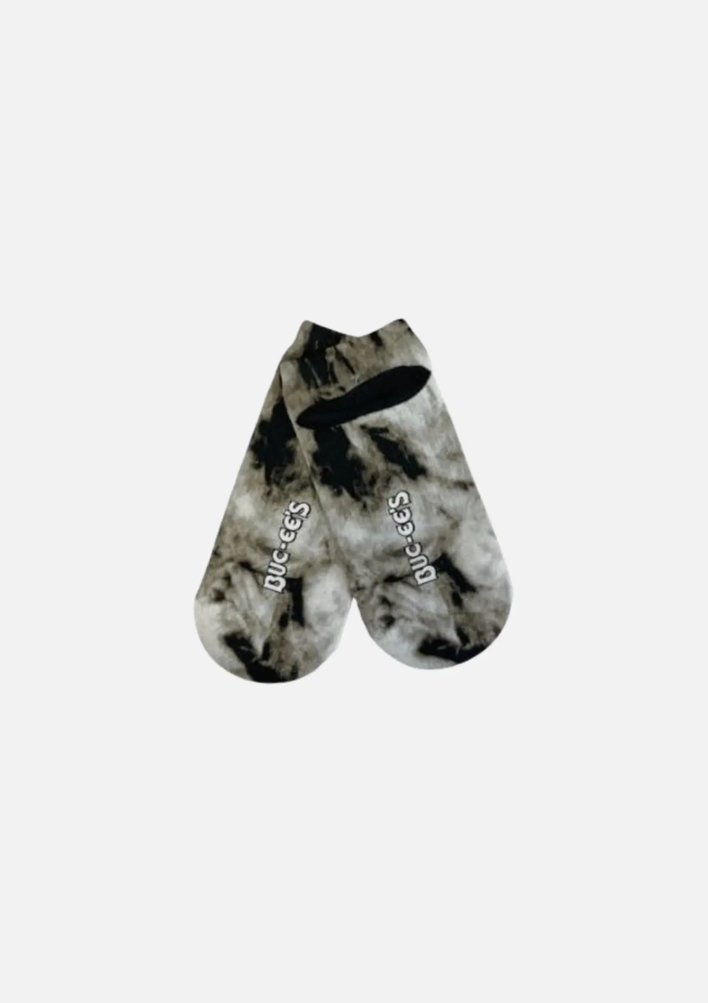 Buc-ee's Pair of Black Tie Dye No-show Socks with grippers