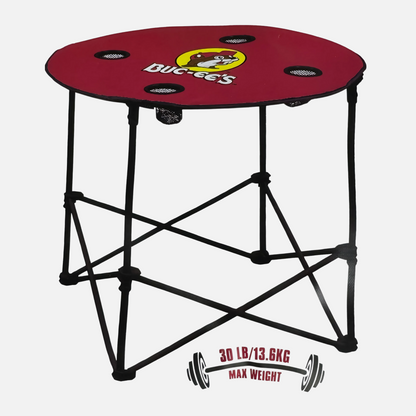 Buc-ee's Steel Frame Folding Table with Cup Holders