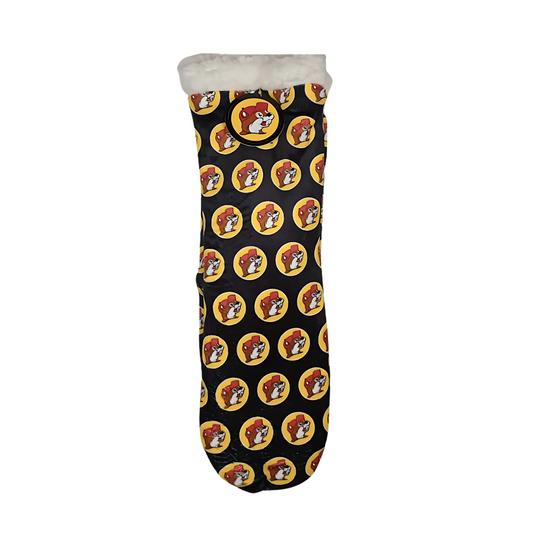 Buc-ee's Black Logo Sherpa Gripper Socks
