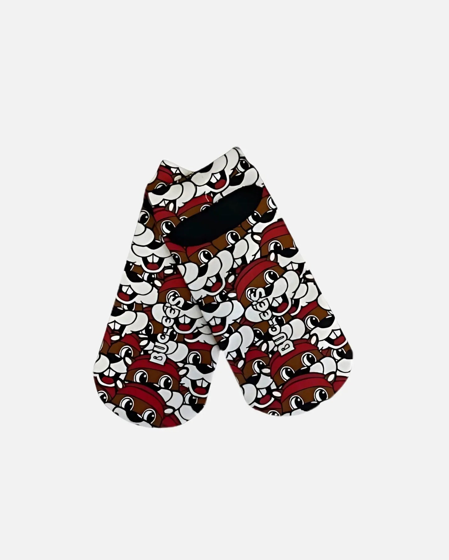 Buc-ee's Pair of Bucky Face No-show Socks with grippers