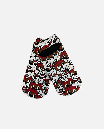 Buc-ee's Pair of Bucky Face No-show Socks with grippers