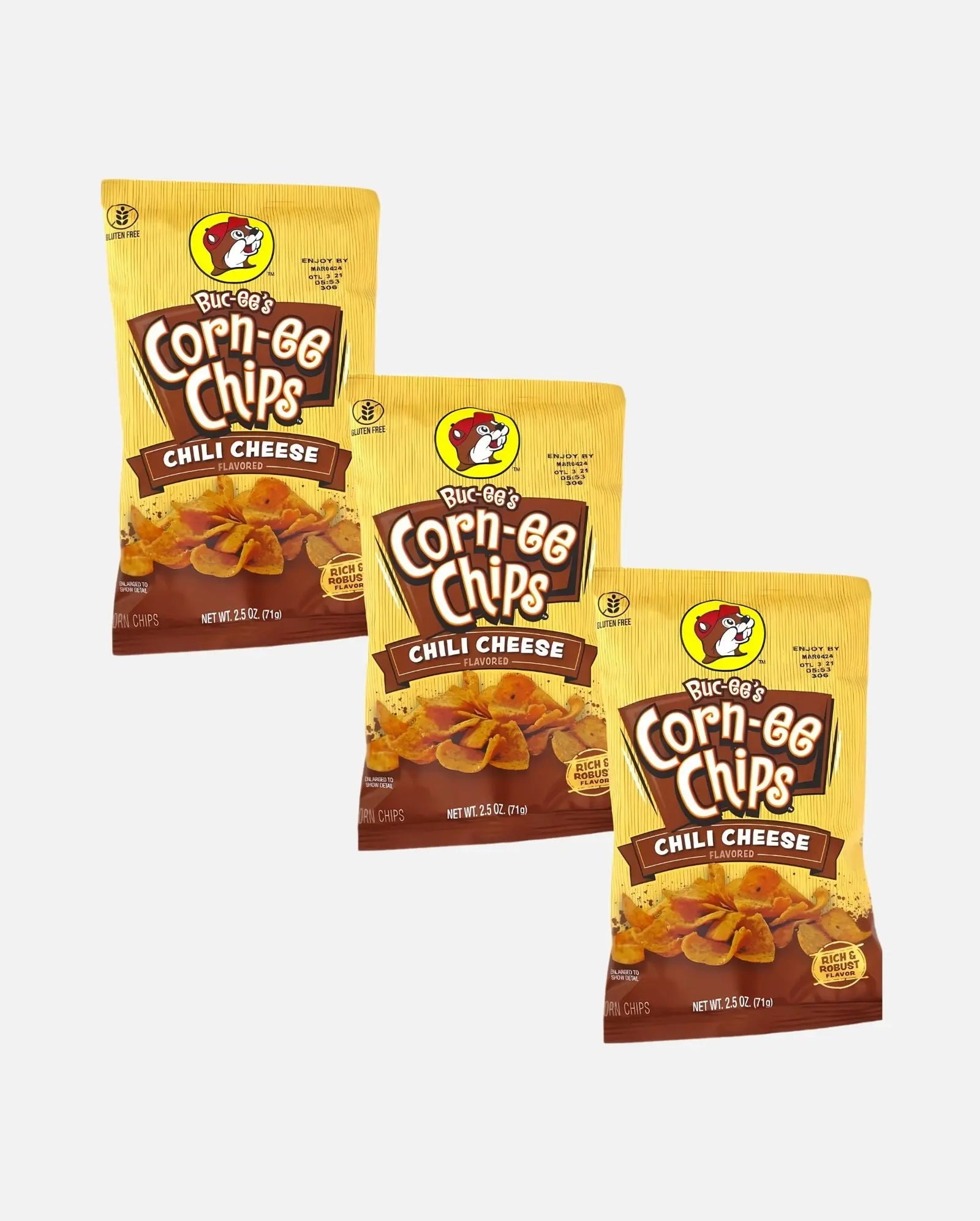 Buc-ee's Chili Cheese Corn-ee Chips 2.5oz - Pack of 3