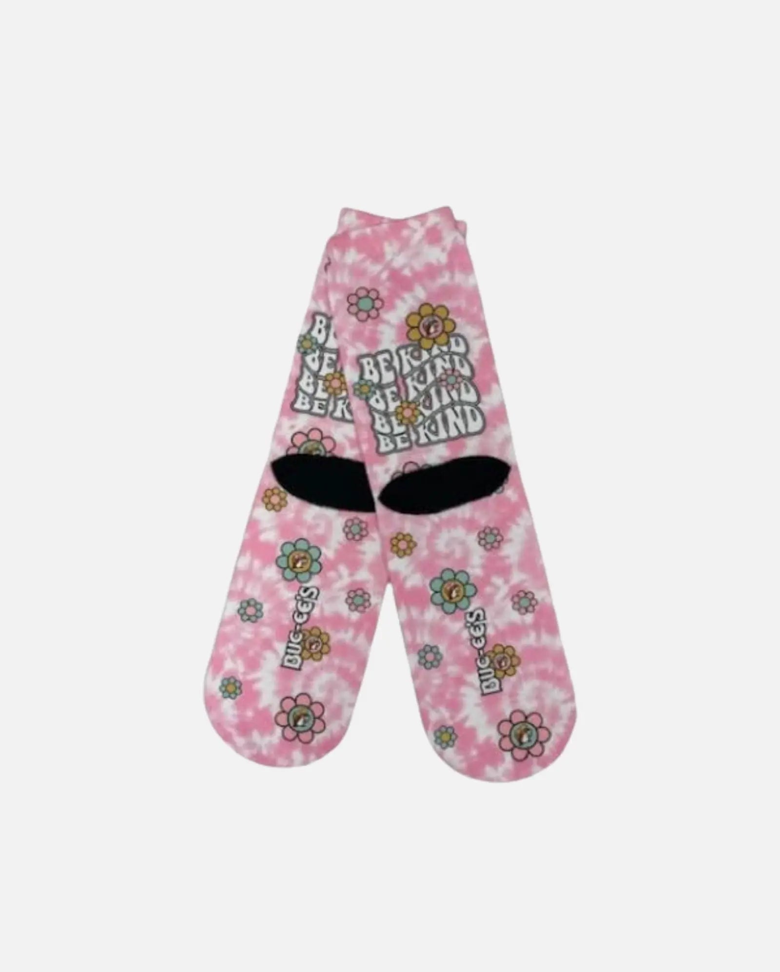 Buc-ee's Pair of Pink Daisy Crew Socks with grippers