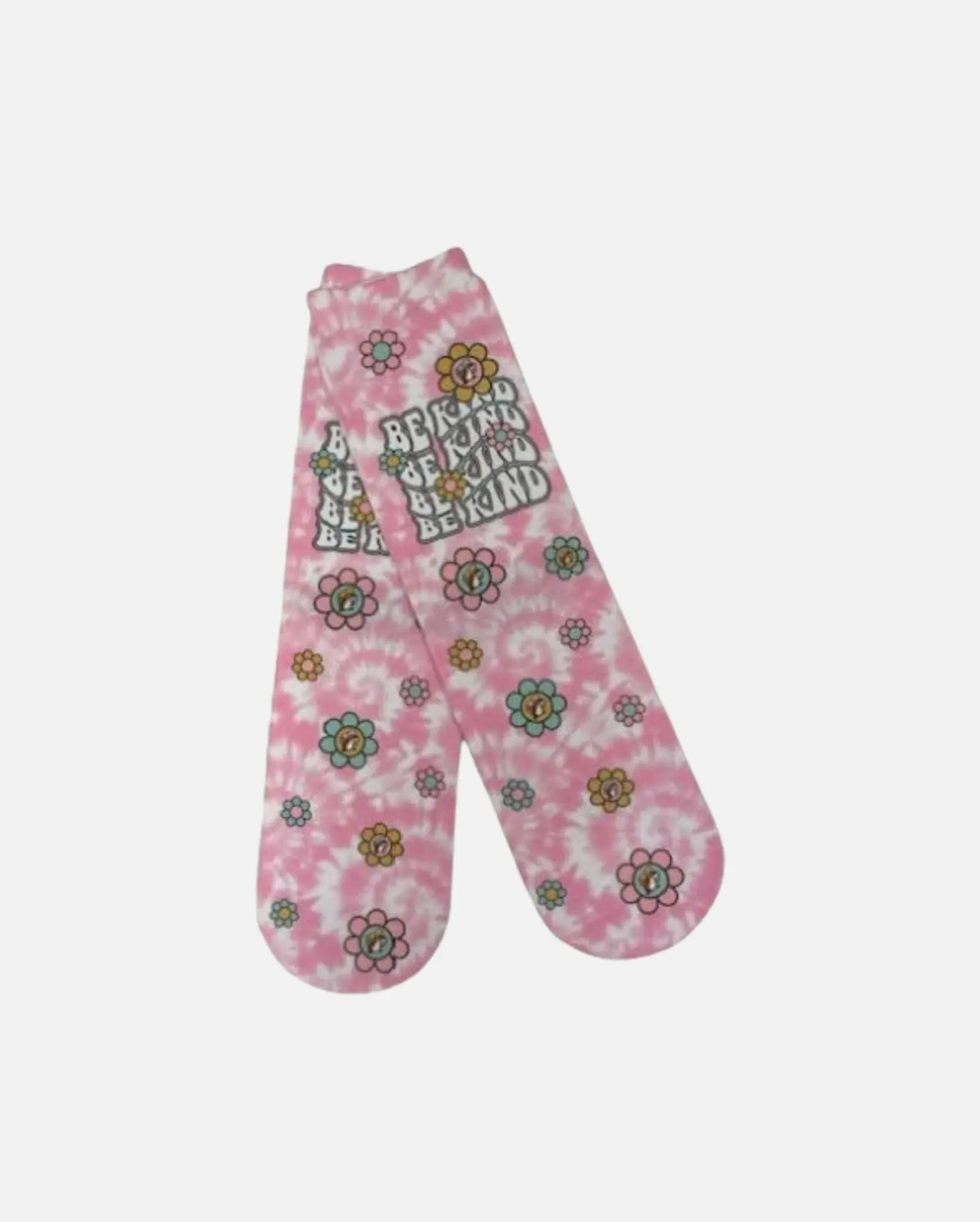Buc-ee's Pair of Pink Daisy Crew Socks, beaver on flowers floral design