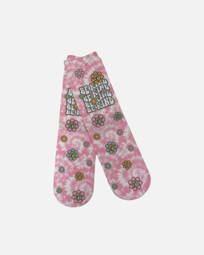 Buc-ee's Pair of Pink Daisy Crew Socks, beaver on flowers floral design