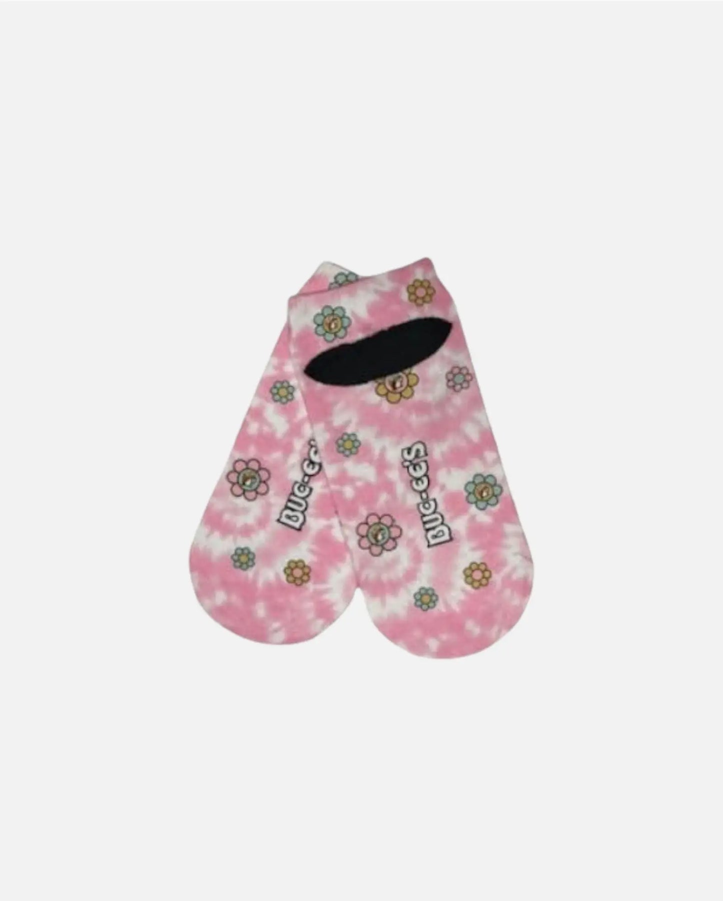 Buc-ee's Pair of Pink Daisy No-show Socks with grippers