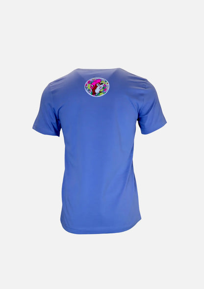 Back view of Buc-ee's Grow Your Own Way Blue Shirt, beaver on flowers icon