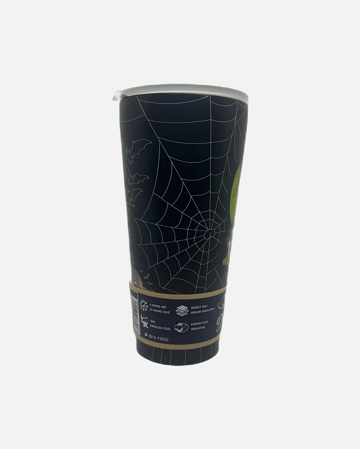 Buc-ee's Glow In The Dark Yukon Outfitters Halloween Tumbler, webs design