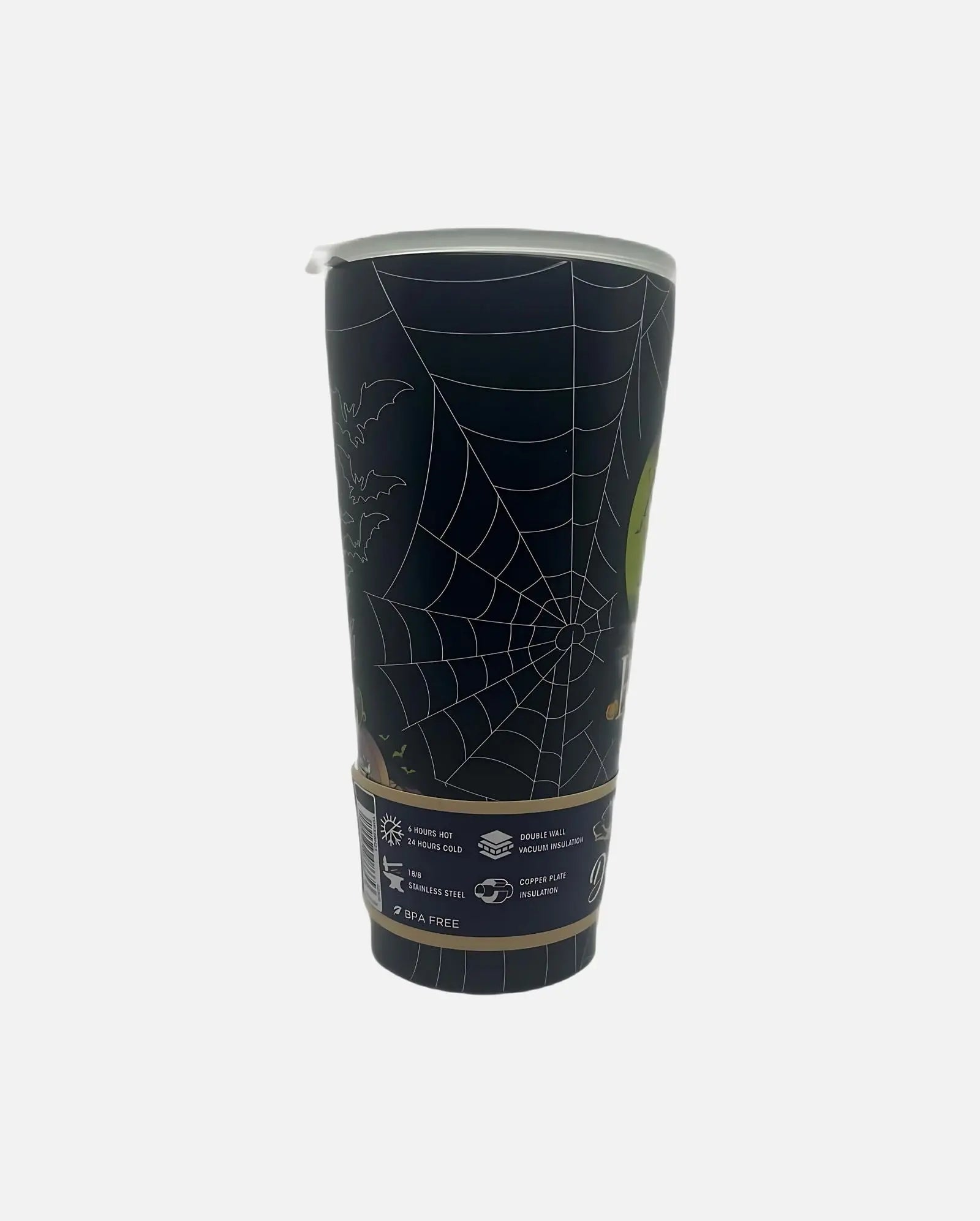Buc-ee's Glow In The Dark Yukon Outfitters Halloween Tumbler, webs design