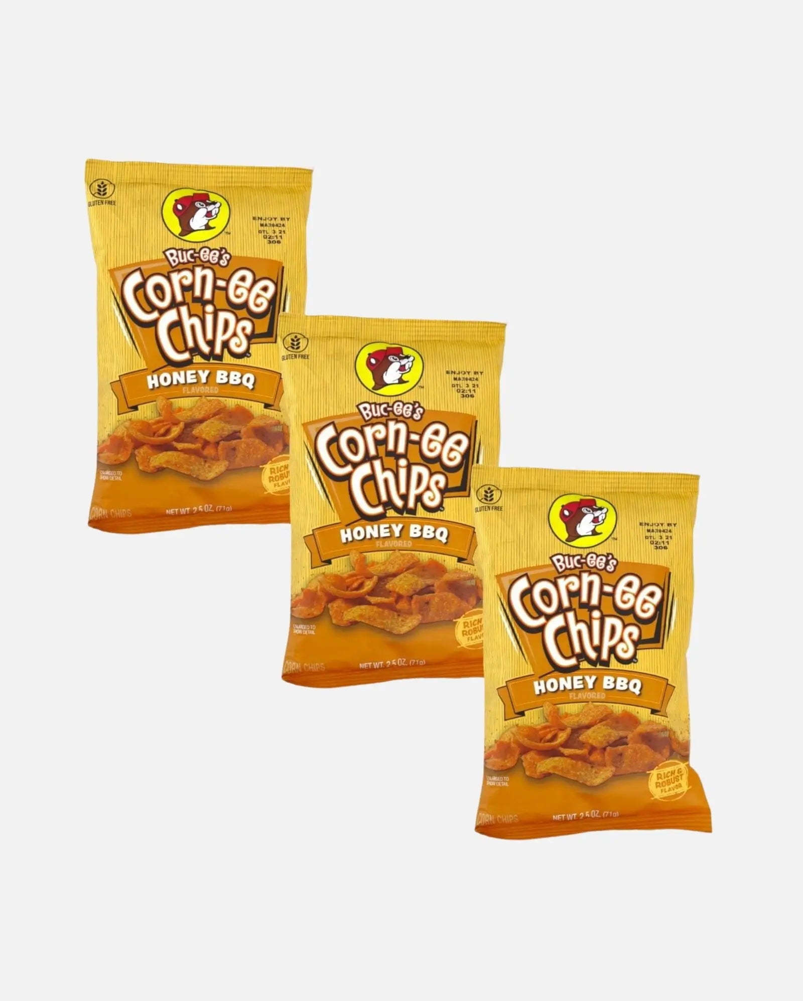 Buc-ee's Honey Barbecue Corn-ee Chips 2.5oz - Pack of 3
