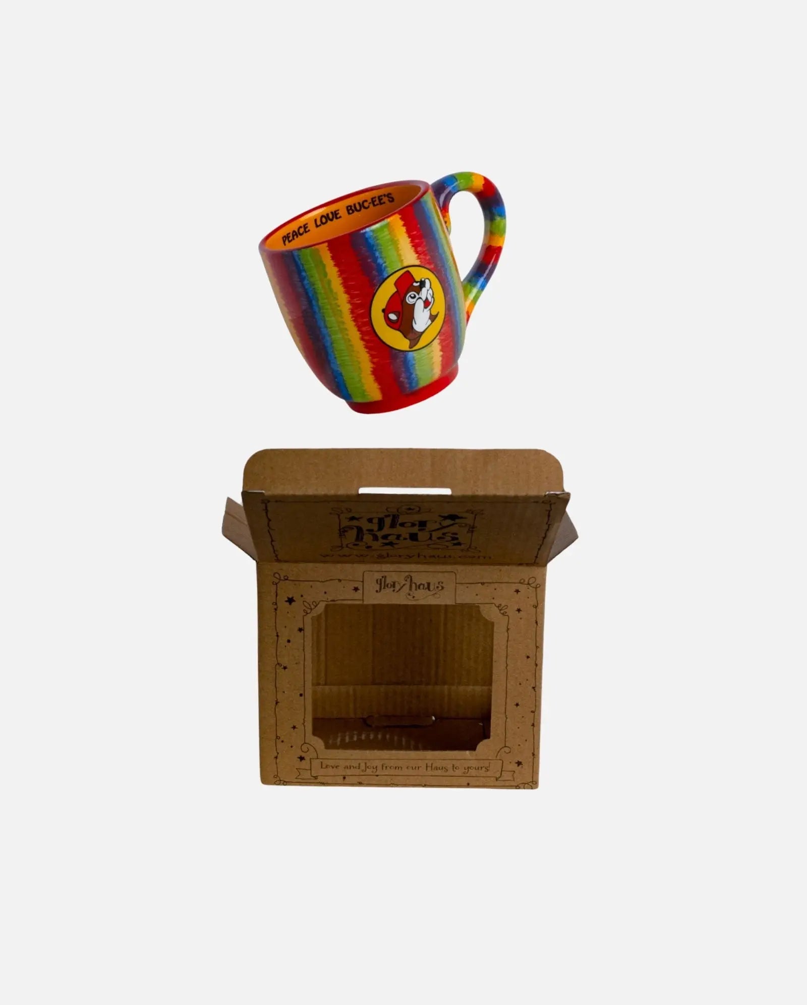Buc-ee's Peace Love Novelty Ceramic Coffee Mug with box