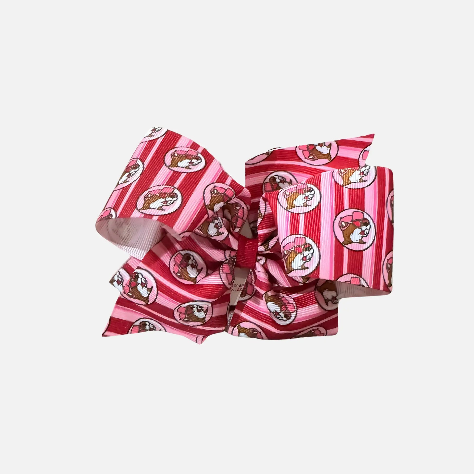 Buc-ee's Valentine's Day Hair Accessories Bow, beaver logo and plaid design