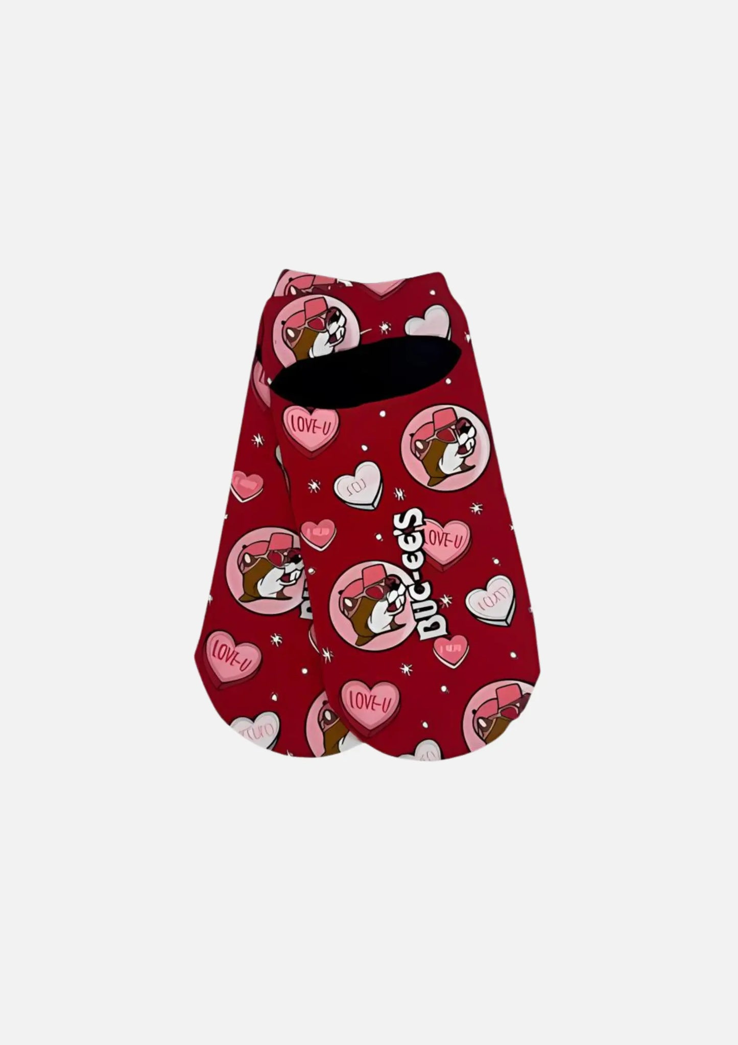 Buc-ee's Pair of Valentine's Day No-show Socks with grippers
