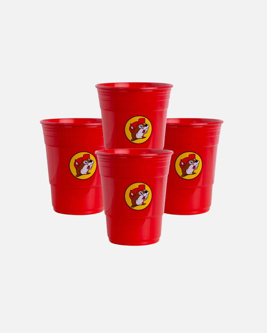 Buc-ee's Red Plastic Party Cups - Pack of 4, beaver logo