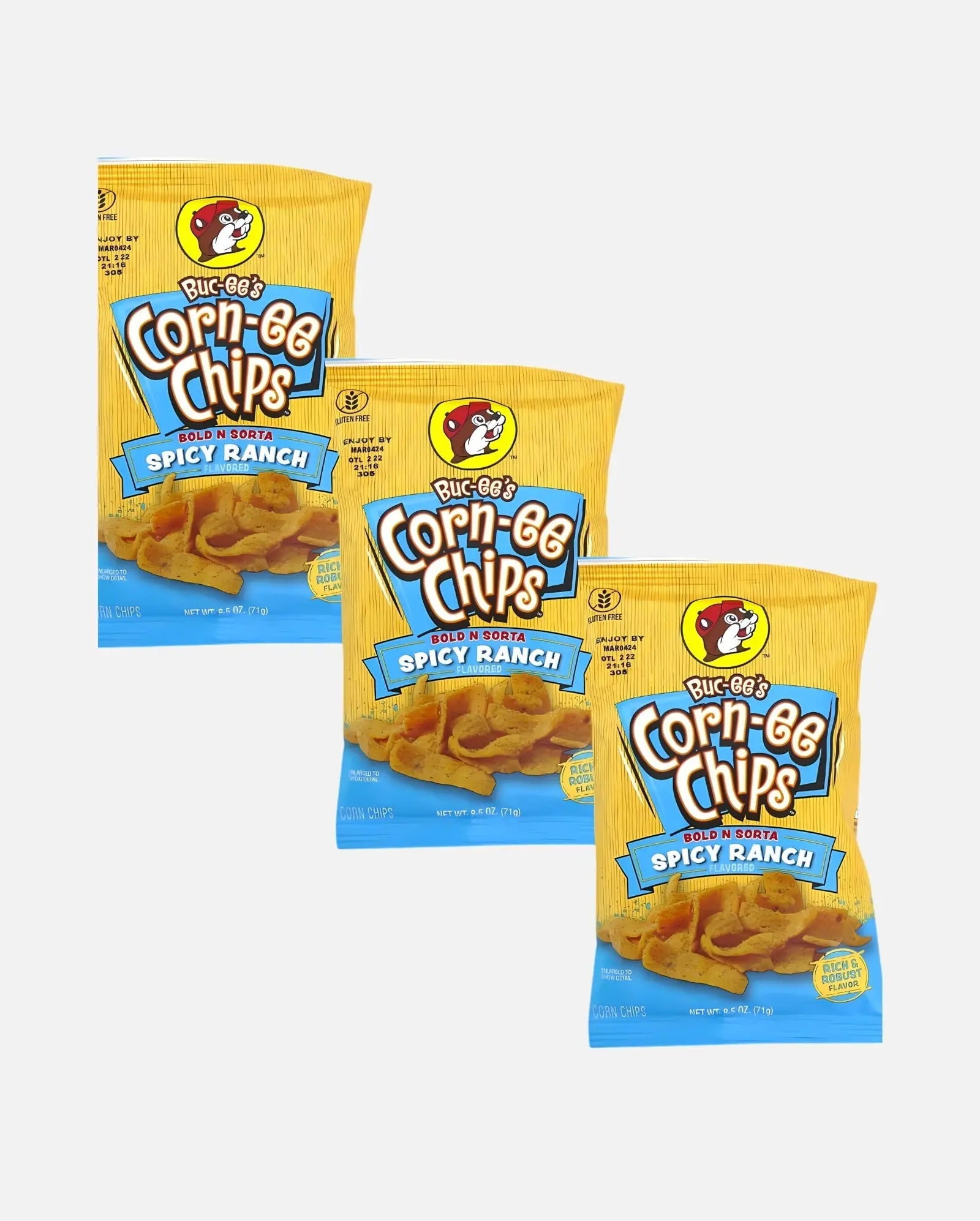 Buc-ee's Spicy Ranch Corn-ee Chips 2.5oz - Pack of 3