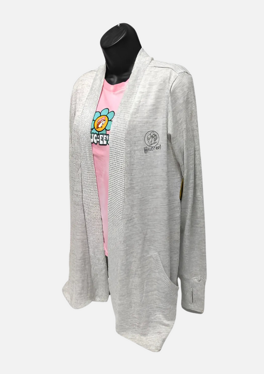 Buc-ee's Gray Cardigan, beaver logo