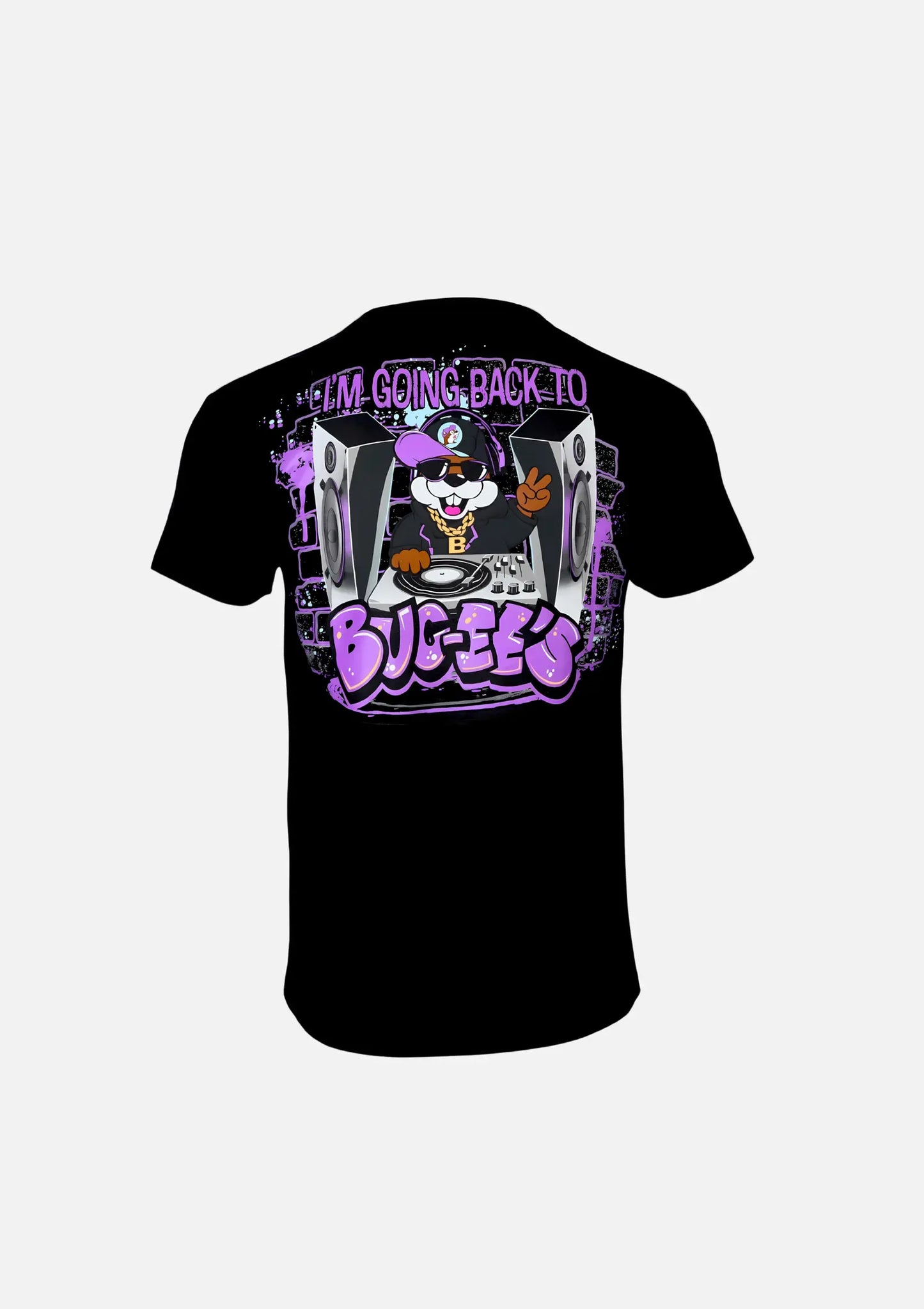 Buc-ee's Black Shirt with text "I'm Going Back to Buc-ee's" beaver playing as DJ design